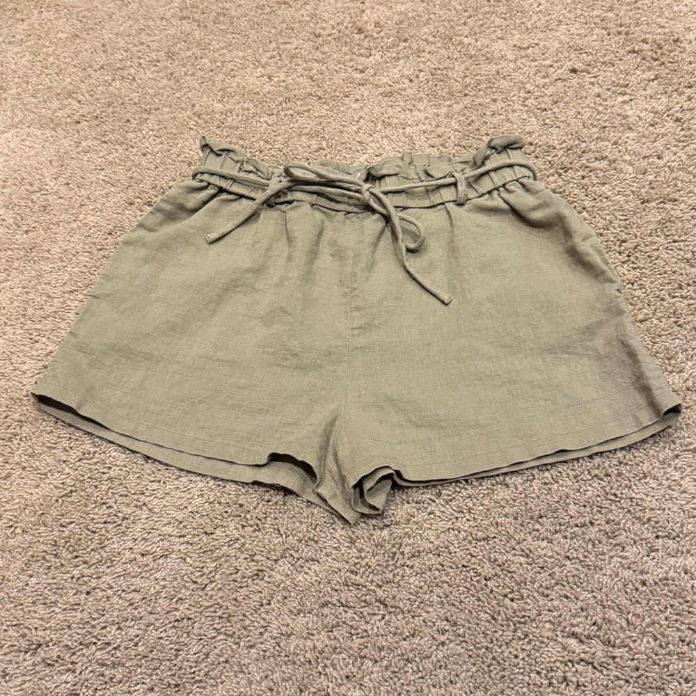 Princess Polly Sage Green High Waist Shorts